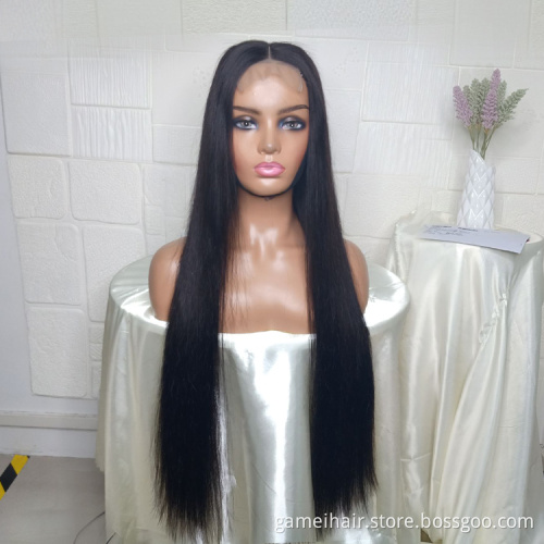 Raw Indian Virgin Human Hair Wigs Swiss Lace Closure Pre Plucked With virgin Hair HD Lace Closure Human Hair Wig Bleached Knots